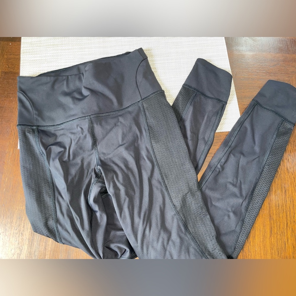 Athleta Allyson Felix Leggings XXS Black High Rise Mesh Panel Athletic Running